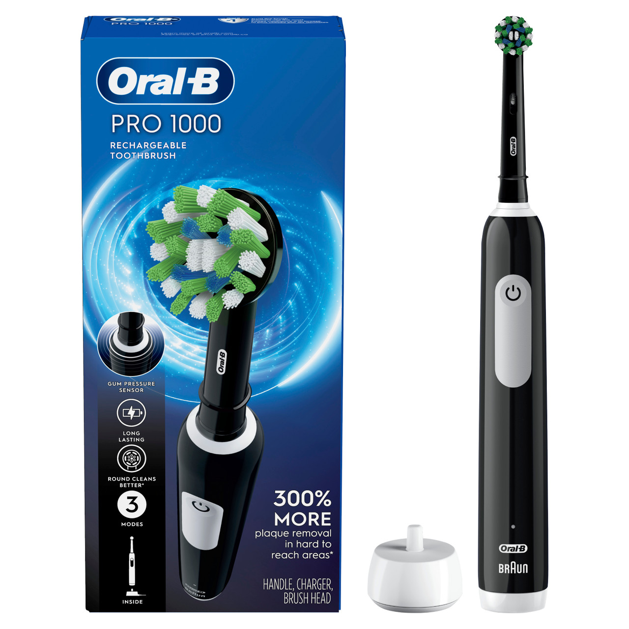 Pro 1000 Rechargeable Electric Toothbrush Twin Pack, Black and Turquoise - Image 2