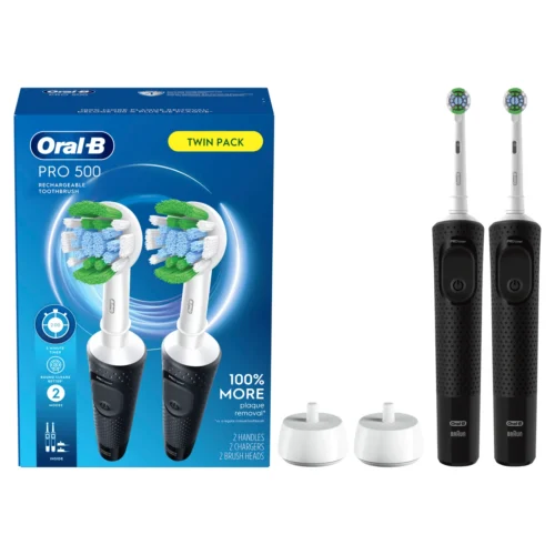 Alternative view of Pro 500 Rechargeable Electric Toothbrush Twin Pack, Black