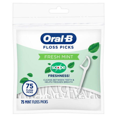 Oral-B Burst of Scope Dental Floss Picks, Fresh Mint, 75 ct