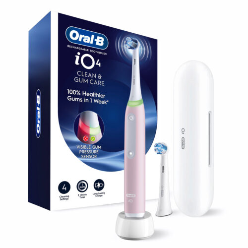 Oral-B iO Series 4 Clean & Gum Care Rechargeable Electric Toothbrush, Azalea Pink