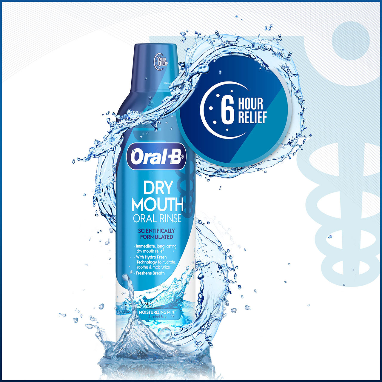 Oral-B Dry Mouth Oral Rinse Mouthwash, Moisturizing Mint - Image 2