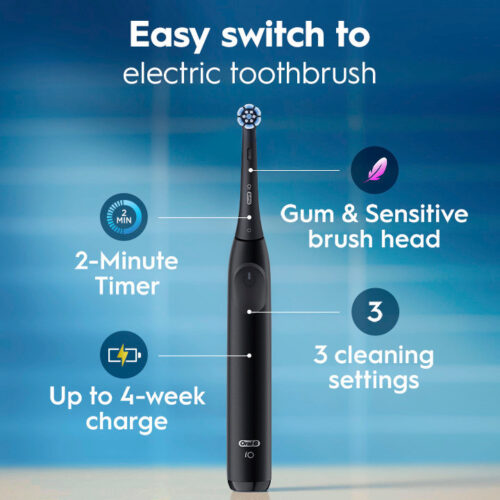 Oral-B iO Series 2 Clean & Protect Rechargeable Electric Toothbrush Starter Kit, Night Black - Image 7