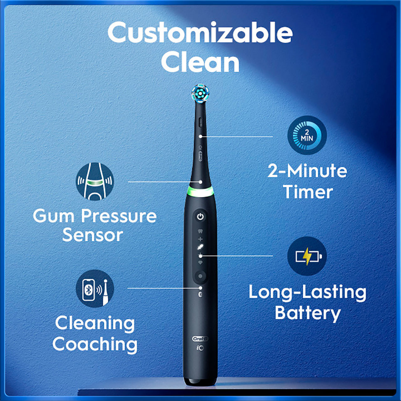 Oral-B iO Series 5 Customizable Clean Rechargeable Electric Toothbrush, Matte Black - Image 4
