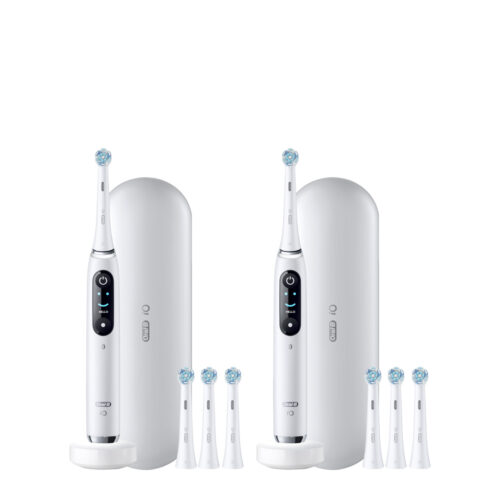 Oral-B iO9 Twin Pack, White Alabaster + White Alabaster