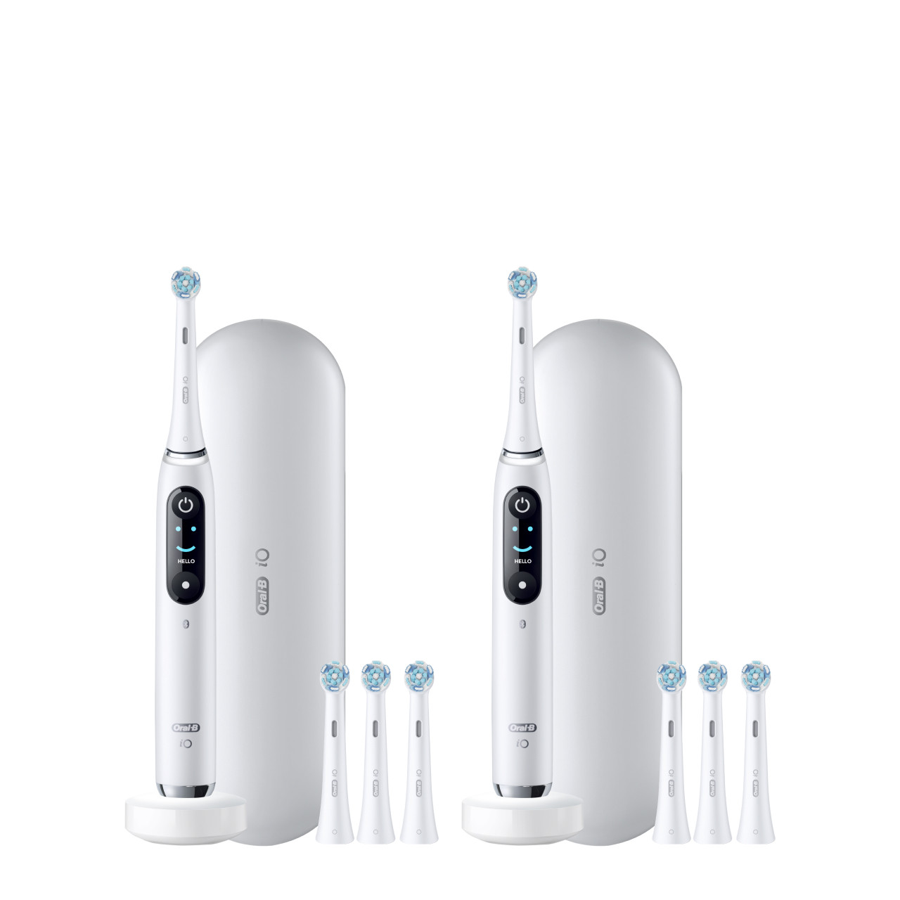 Oral-B iO9 Twin Pack, White Alabaster + White Alabaster