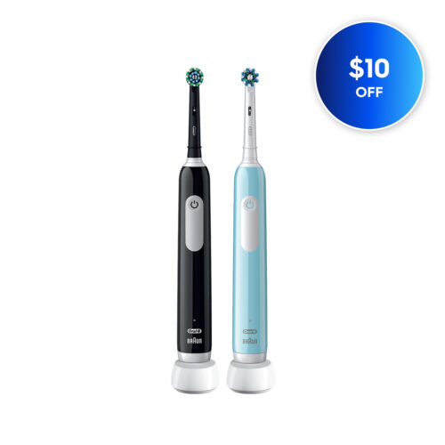 Pro 1000 Rechargeable Electric Toothbrush Twin Pack, Black and Turquoise