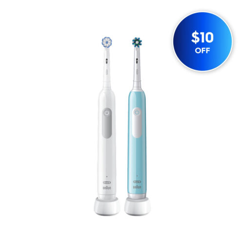 Pro 1000 Rechargeable Electric Toothbrush Twin Pack, White and Turquoise